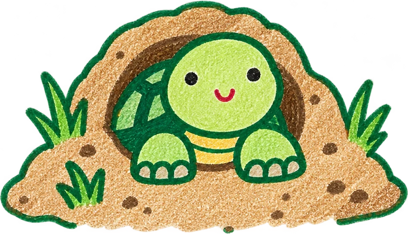 Gus peeking out of a burrow
